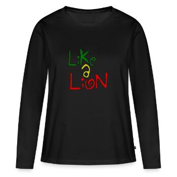 Comme un lion - Comme un lion - T-shirt manches longues Premium bio Femme - noir - Devant - Julia (174cm)