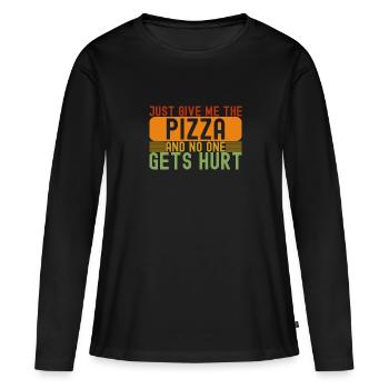 L’amateur de pizza Just Give Me The Pizza - T-shirt manches longues Premium bio Femme - noir - Devant - Julia (174cm)