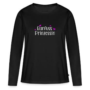 Barfuss Prinzessin mit Herz - Frauen Premium Bio Langarmshirt - Schwarz - Vorne - Julia (174cm)