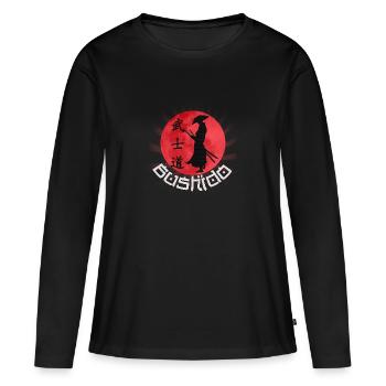 Bushido - T-shirt manches longues Premium bio Femme - noir - Devant - Julia (174cm)