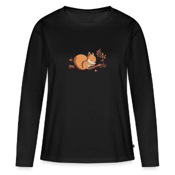Eichhoernchen Squrirrel Comic Cute Kawaii 4 - Frauen Premium Bio Langarmshirt - Schwarz - Vorne - Julia (174cm)
