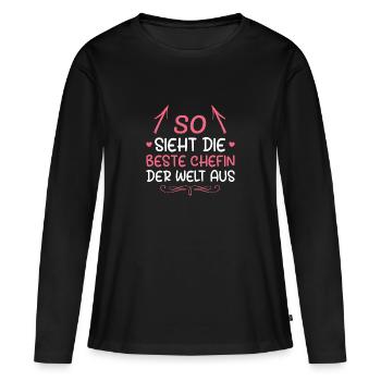 Arbeitskollegin Beste Chefin - Frauen Premium Bio Langarmshirt - Schwarz - Vorne - Julia (174cm)