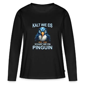 Kleiner süßer Pinguin Lustiger Spruch - Frauen Premium Bio Langarmshirt - Schwarz - Vorne - Julia (174cm)