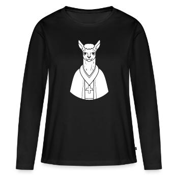 Lama chrétien chrétien - T-shirt manches longues Premium bio Femme - noir - Devant - Julia (174cm)