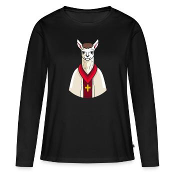 Lama chrétien chrétien - T-shirt manches longues Premium bio Femme - noir - Devant - Julia (174cm)