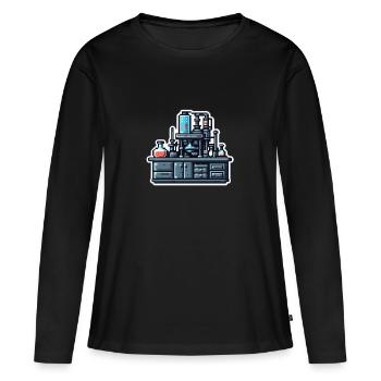 Experiment desk - Frauen Premium Bio Langarmshirt - Schwarz - Vorne - Julia (174cm)