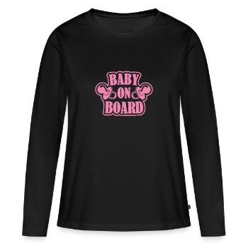 Bébé à bord - T-shirt manches longues Premium bio Femme - noir - Devant - Julia (174cm)