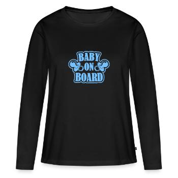 Bébé à bord - T-shirt manches longues Premium bio Femme - noir - Devant - Julia (174cm)