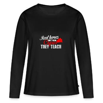 Les vrais héros ne portent pas capes, - T-shirt manches longues Premium bio Femme - noir - Devant - Julia (174cm)