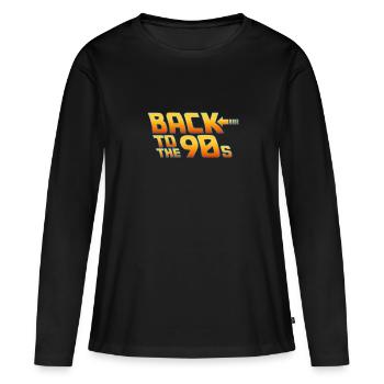 Retour aux années 90 soirée rétro retour aux 90 s - T-shirt manches longues Premium bio Femme - noir - Devant - Julia (174cm)