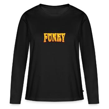 Funky Rétro - T-shirt manches longues Premium bio Femme - noir - Devant - Julia (174cm)