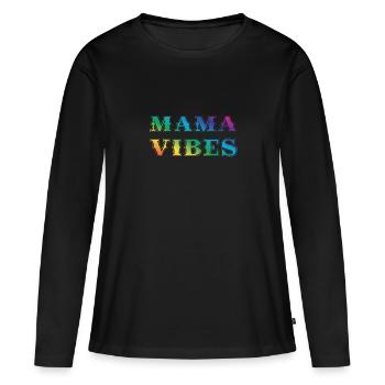 Mama Vibes - T-shirt manches longues Premium bio Femme - noir - Devant - Julia (174cm)