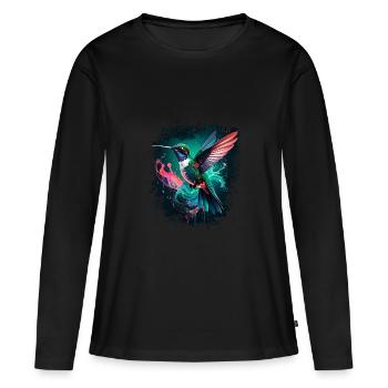 colibri, oiseau, illustration, coloré, graffiti - T-shirt manches longues Premium bio Femme - noir - Devant - Julia (174cm)