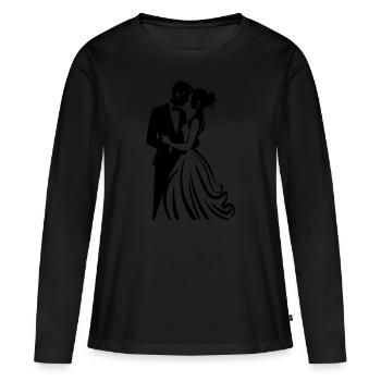 Mariée marié jeunes mariés mariage - T-shirt manches longues Premium bio Femme - noir - Devant - Julia (174cm)
