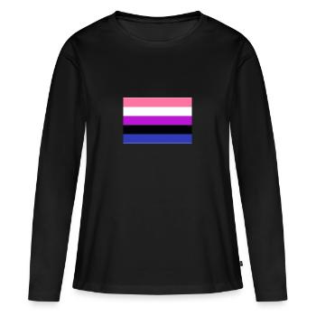 Drapeau de Genderfluid - T-shirt manches longues Premium bio Femme - noir - Devant - Julia (174cm)