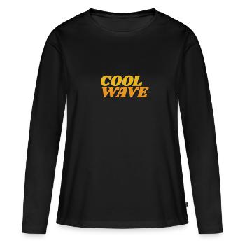 cool wave - Frauen Premium Bio Langarmshirt - Schwarz - Vorne - Julia (174cm)