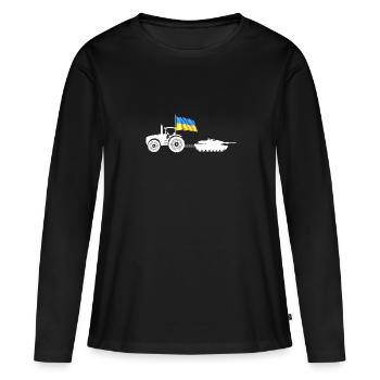 Un fermier ukrainien vole un tank tracteur Kiev - T-shirt manches longues Premium bio Femme - noir - Devant - Julia (174cm)