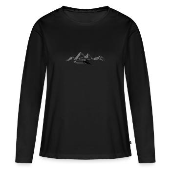 Hiver - Ski ski ski skier montagnes neige - T-shirt manches longues Premium bio Femme - noir - Devant - Julia (174cm)
