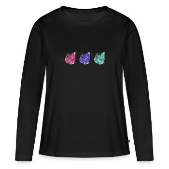 cats, colorful,pop-art, art,warhol,graffiti,cat - Women's Premium Organic Long Sleeve Shirt - black - Front - Julia (174cm)