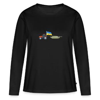 Un fermier ukrainien vole un tank tracteur Kiev - T-shirt manches longues Premium bio Femme - noir - Devant - Julia (174cm)