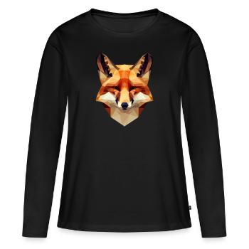 Faszinierender Polygon-Fuchs - Modernes - Frauen Premium Bio Langarmshirt - Schwarz - Vorne - Julia (174cm)