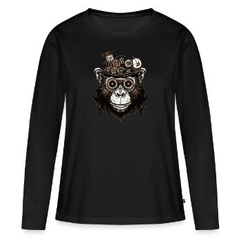 Polygonales Faultier-Porträt - Künstlerisches Tier - Frauen Premium Bio Langarmshirt - Schwarz - Vorne - Julia (174cm)