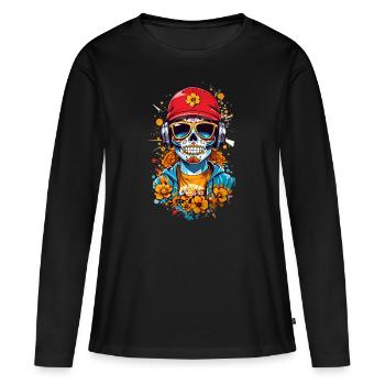 Sugar Skull - Women's Premium Organic Long Sleeve Shirt - black - Front - Julia (174cm)