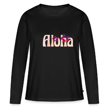 Aloha - T-shirt manches longues Premium bio Femme - noir - Devant - Julia (174cm)