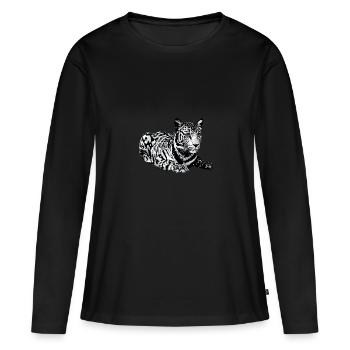 Tigre, léopard, paillettes, paillettes, noir et blanc - T-shirt manches longues Premium bio Femme - noir - Devant - Julia (174cm)