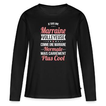 Marraine volleyeuse plus cool - T-shirt manches longues Premium bio Femme - noir - Devant - Julia (174cm)