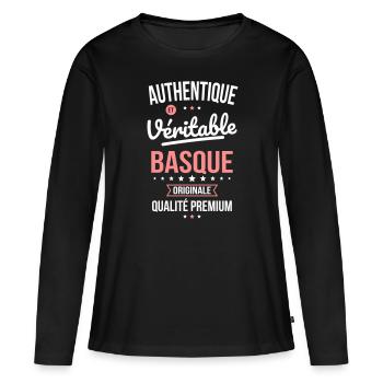Authentique et véritable Basque - Originale - T-shirt manches longues Premium bio Femme - noir - Devant - Julia (174cm)