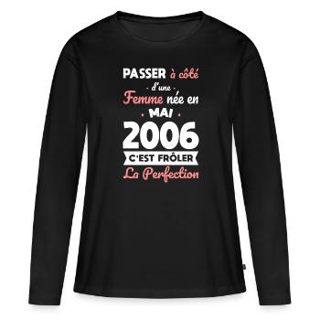 Birthday 18 years old - Born in May 2006 - Women's Premium Organic Long Sleeve Shirt - black - Front - Julia (174cm)