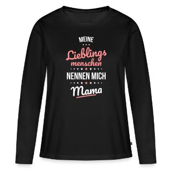 Meine Lieblingsmenschen nennen mich Mama Muttertag - Frauen Premium Bio Langarmshirt - Schwarz - Vorne - Julia (174cm)
