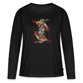 Jeu de cartes Eagle Steampunk Karo King Poker - T-shirt manches longues Premium bio Femme - noir - Devant - Julia (174cm)