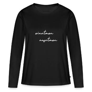 Yoga und Meditation Einatmen Ausatmen Yoga Workout - Frauen Premium Bio Langarmshirt - Schwarz - Vorne - Julia (174cm)