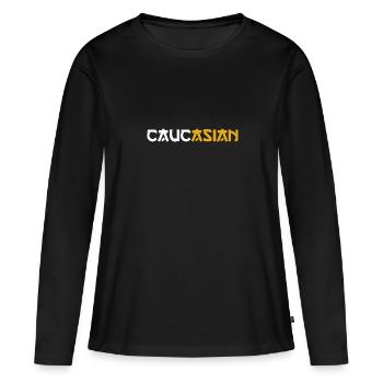 I Put The Asian In Caucasian Asian Joke - Women's Premium Organic Long Sleeve Shirt - black - Front - Julia (174cm)