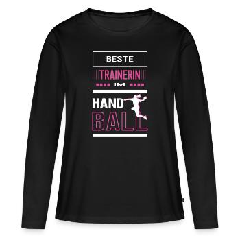 Handball Trainerin beste Handballtrainerin Frauen - Frauen Premium Bio Langarmshirt - Schwarz - Vorne - Julia (174cm)