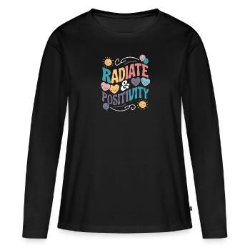 Radiate Positivity - Women's Premium Organic Long Sleeve Shirt - black - Front - Julia (174cm)