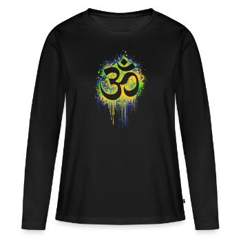 psy trance om psychédélique shiva bouddha Inde - T-shirt manches longues Premium bio Femme - noir - Devant - Julia (174cm)