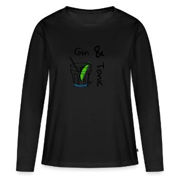 Gin-tonic. Gin-tonic - T-shirt manches longues Premium bio Femme - noir - Devant - Julia (174cm)