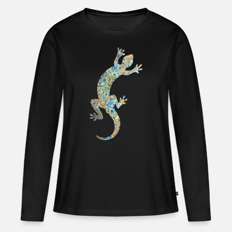 eidechse e 243 - Frauen Premium Bio Langarmshirt - Schwarz