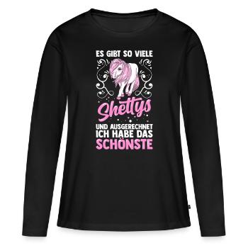 Shetlandpony Shetty Pony Pferd Geschenk - Frauen Premium Bio Langarmshirt - Schwarz - Vorne - Julia (174cm)