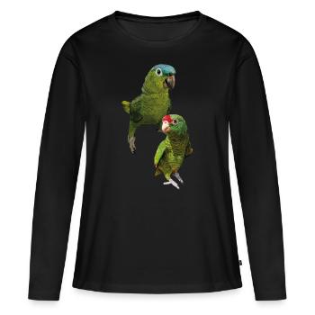 Papageien aus dem Amazonas - Frauen Premium Bio Langarmshirt - Schwarz - Vorne - Julia (174cm)