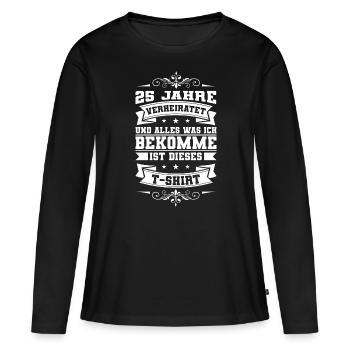 Mariage d’argent Mariage 25 ans - T-shirt manches longues Premium bio Femme - noir - Devant - Julia (174cm)