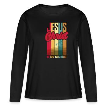 Jésus-Christ est mon Sauveur pour les chrétiens - T-shirt manches longues Premium bio Femme - noir - Devant - Julia (174cm)