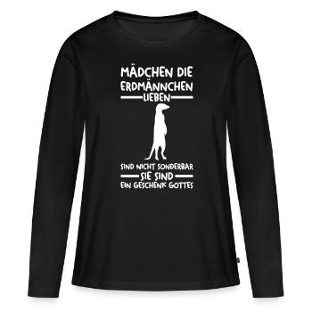 Erdmännchen - Frauen Premium Bio Langarmshirt - Schwarz - Vorne - Julia (174cm)