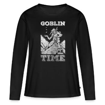 Drôle de créature médiévale Gobelin - T-shirt manches longues Premium bio Femme - noir - Devant - Julia (174cm)