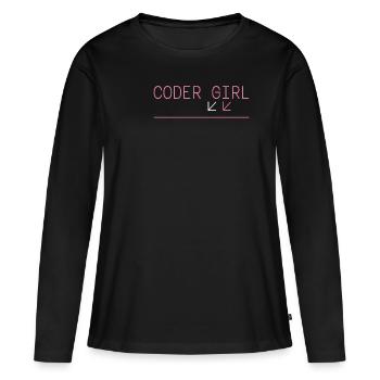 Coder Girl Programmer Funny Geek Coding - T-shirt manches longues Premium bio Femme - noir - Devant - Julia (174cm)
