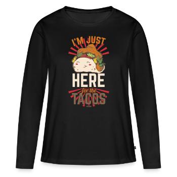 Je suis juste ici pour les tacos - T-shirt manches longues Premium bio Femme - noir - Devant - Julia (174cm)