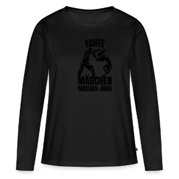 Kampfsport Echte Mädchen machen Judo - Frauen Premium Bio Langarmshirt - Schwarz - Vorne - Julia (174cm)
